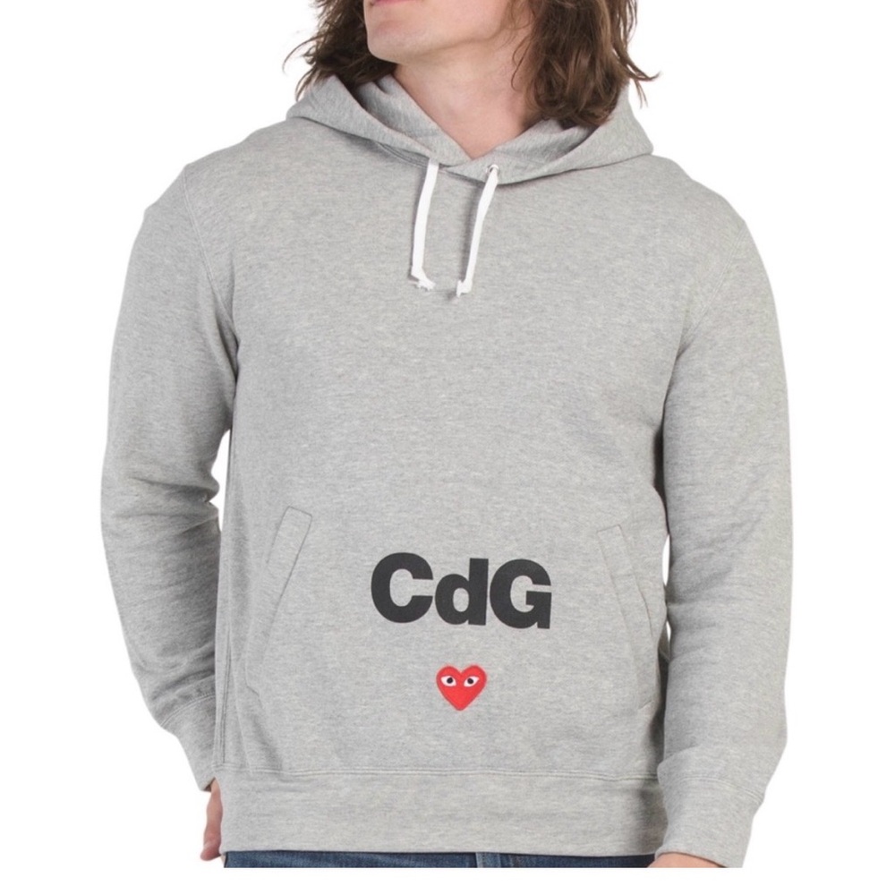 Comme des Garcons PLAY Gray CdG Logo Pullover Hoodie Medium